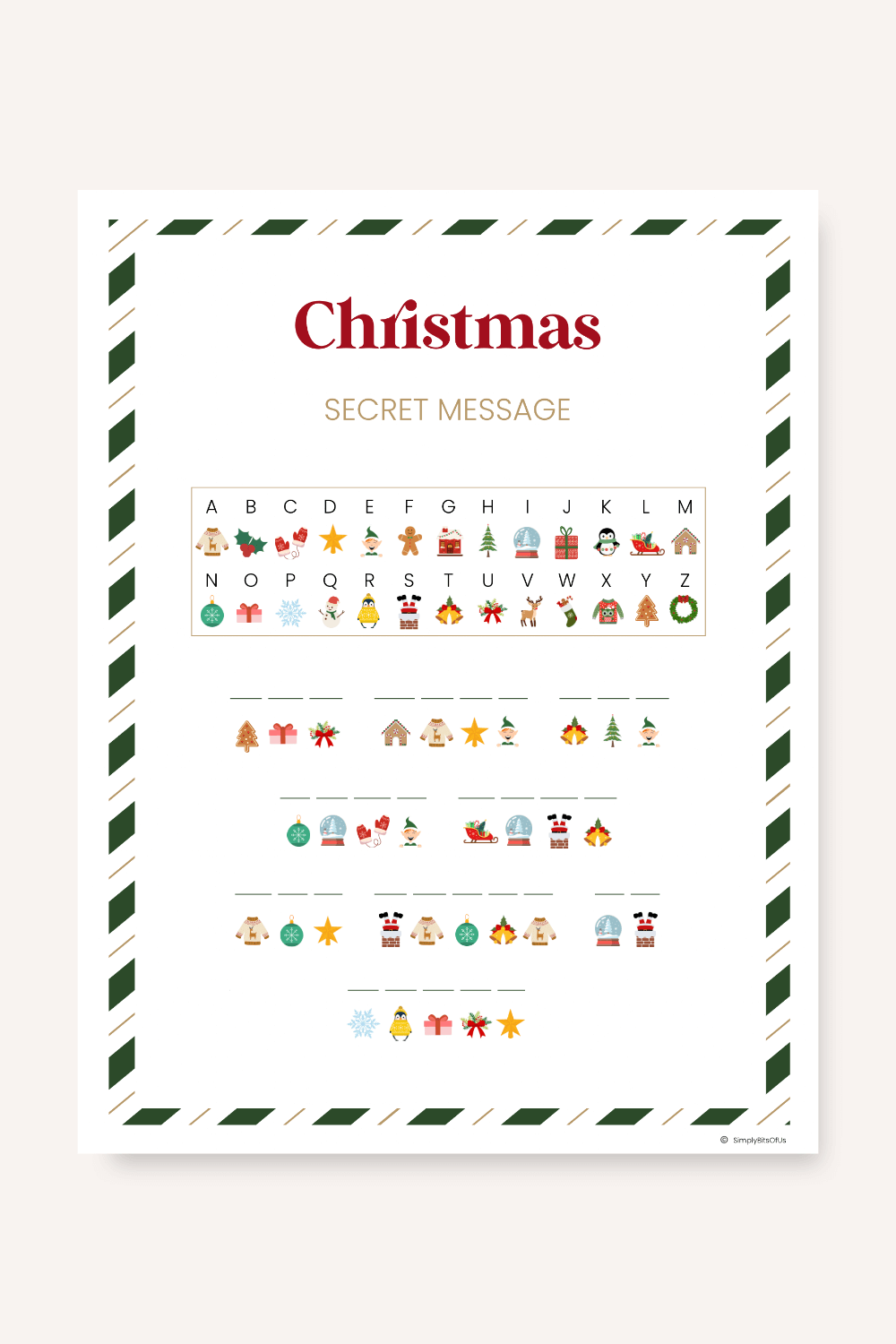 fun christmas secret message printable for kids - simply bits of us